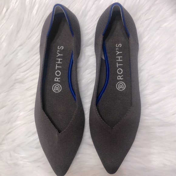 Rothy’s The Point slip on flat shoes. Women’s size 8.5. Colors-Mink with purple. - Picture 2 of 7